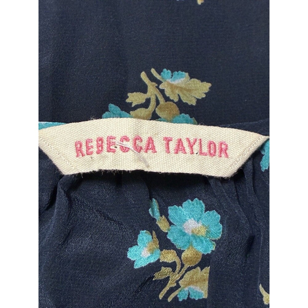 Rebecca Taylor Women’s Blue Long Sleeve 100% Silk Floral Shirt Size Medium - Picture 8 of 8